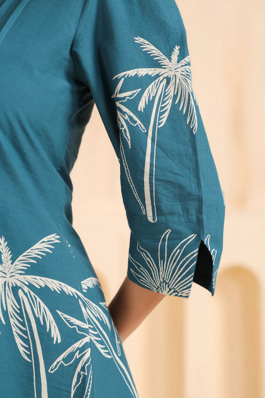 Teal Flamingo Cotton Co-ord Set