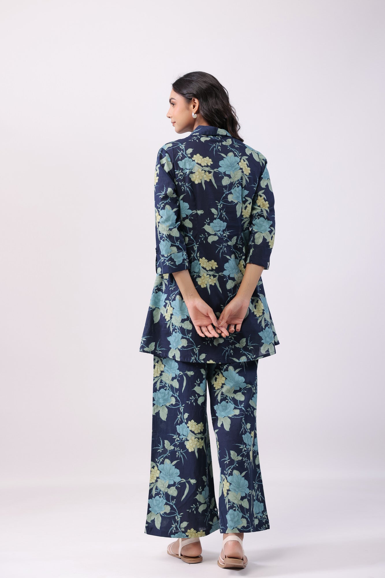 Twilight Floral Blue Cotton Co-ord Set