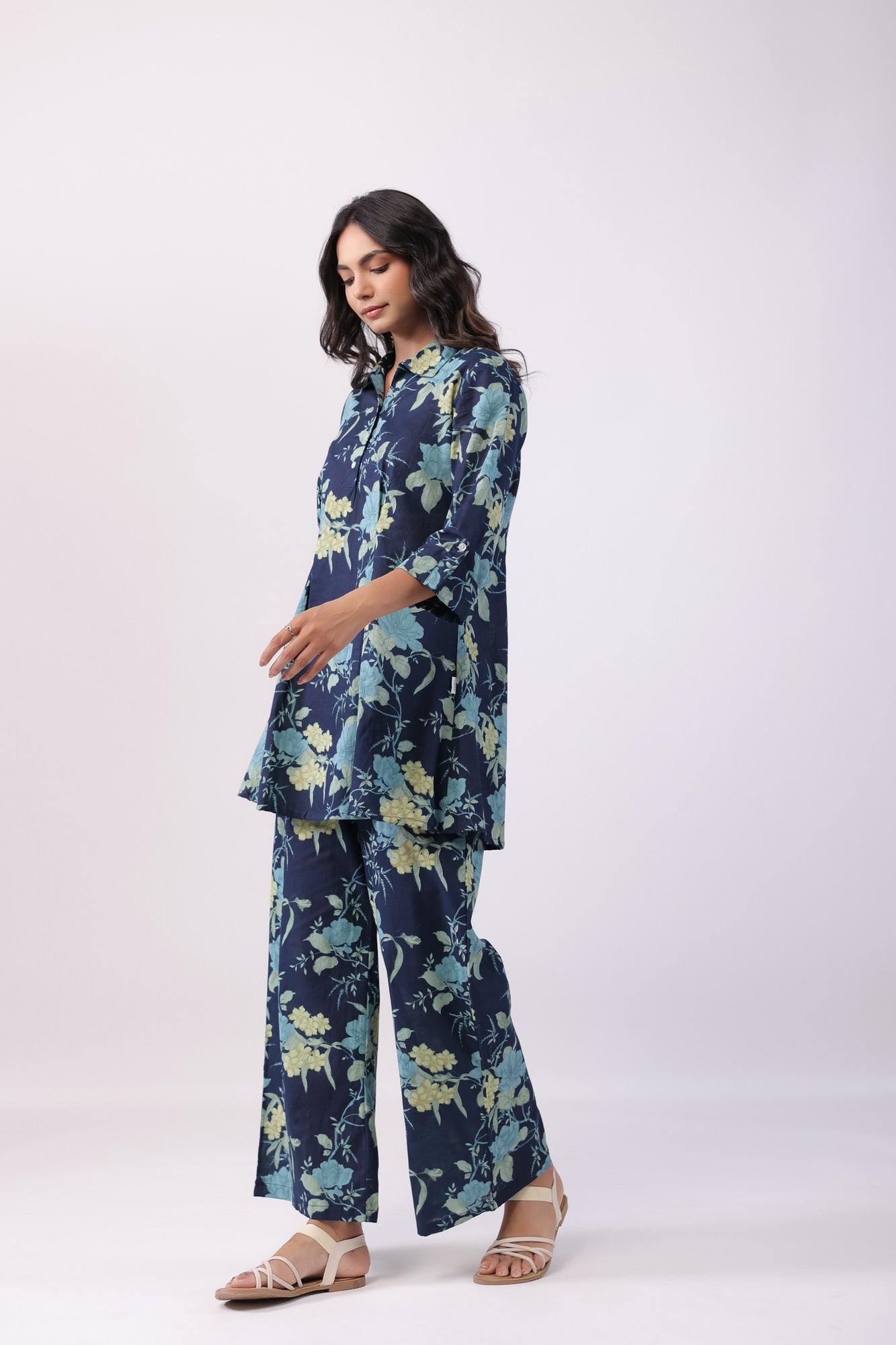 Twilight Floral Blue Cotton Co-ord Set