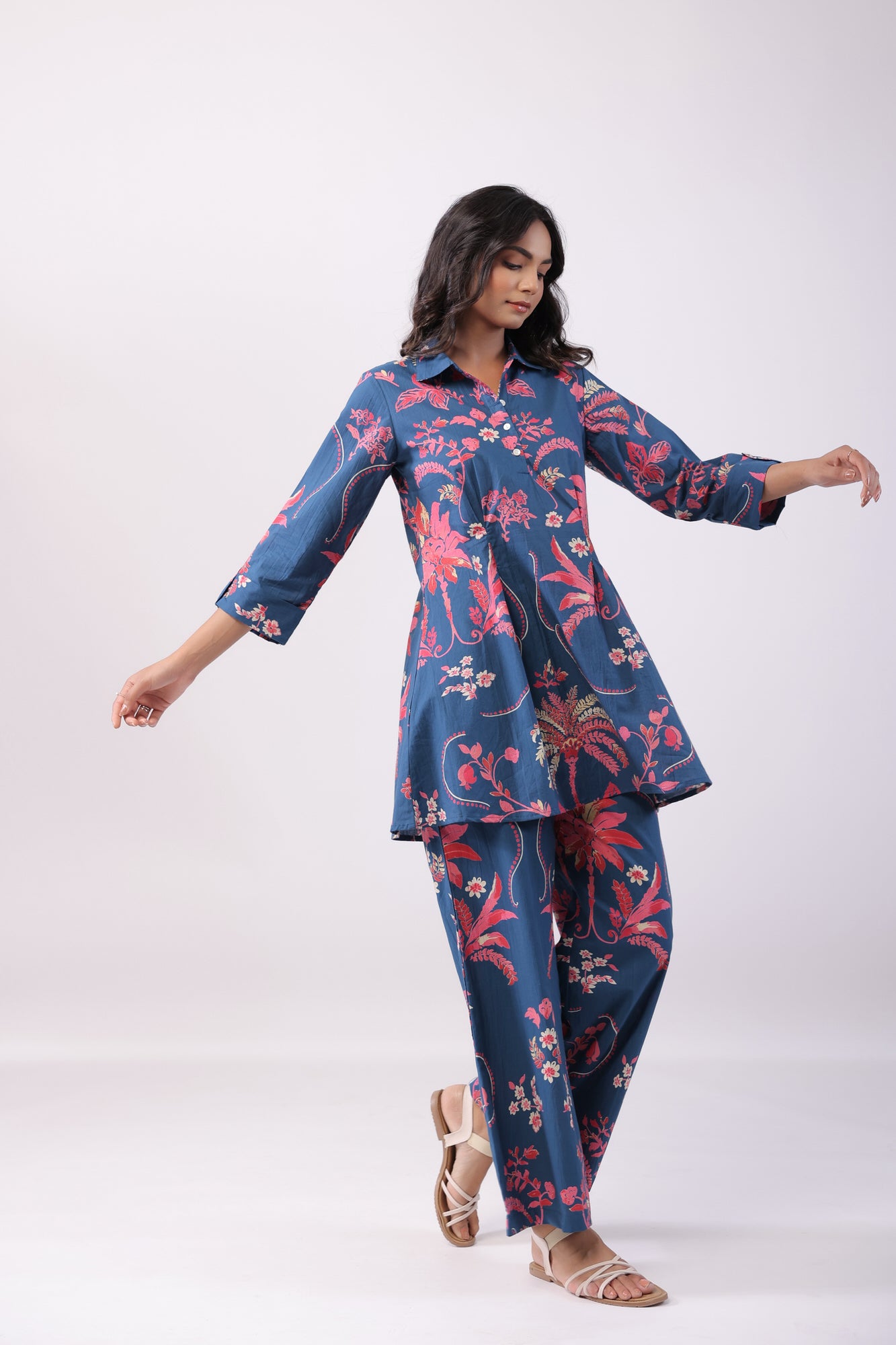 Sapphire Flora Blue Cotton Co-ord Set