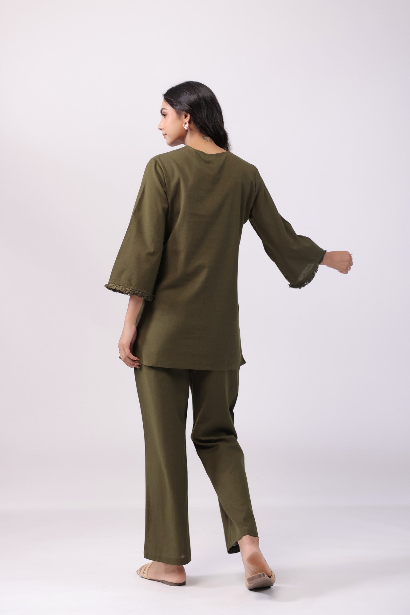 Olive Charm Green Cotton Co-ord Set