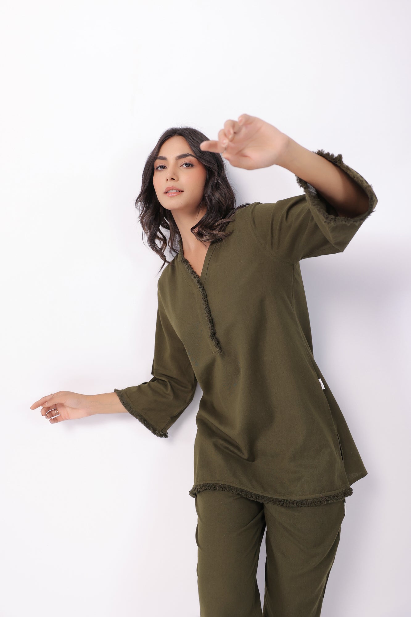 Olive Charm Green Cotton Co-ord Set