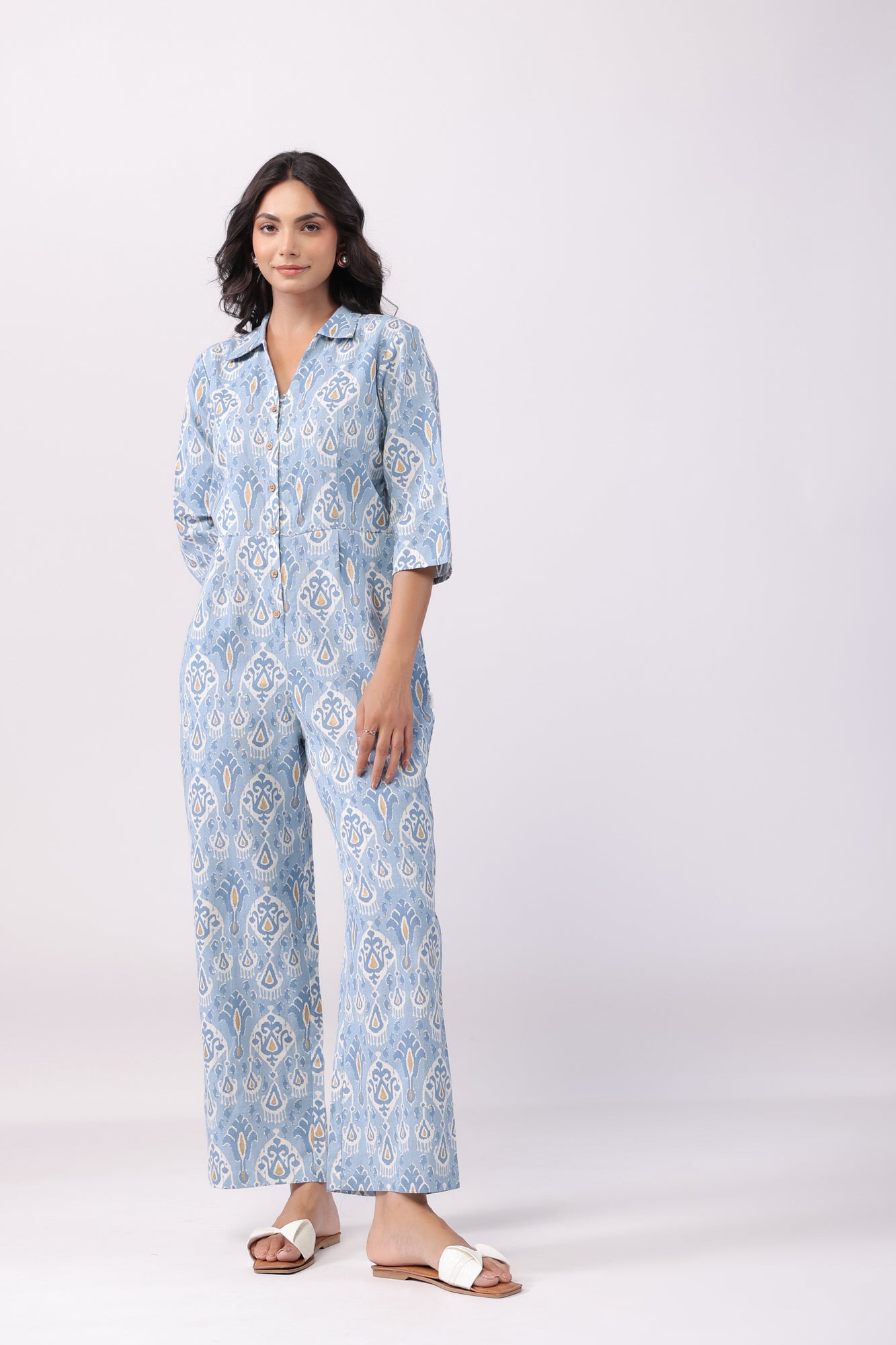 Conventional Blue Cotton Jumpsuit