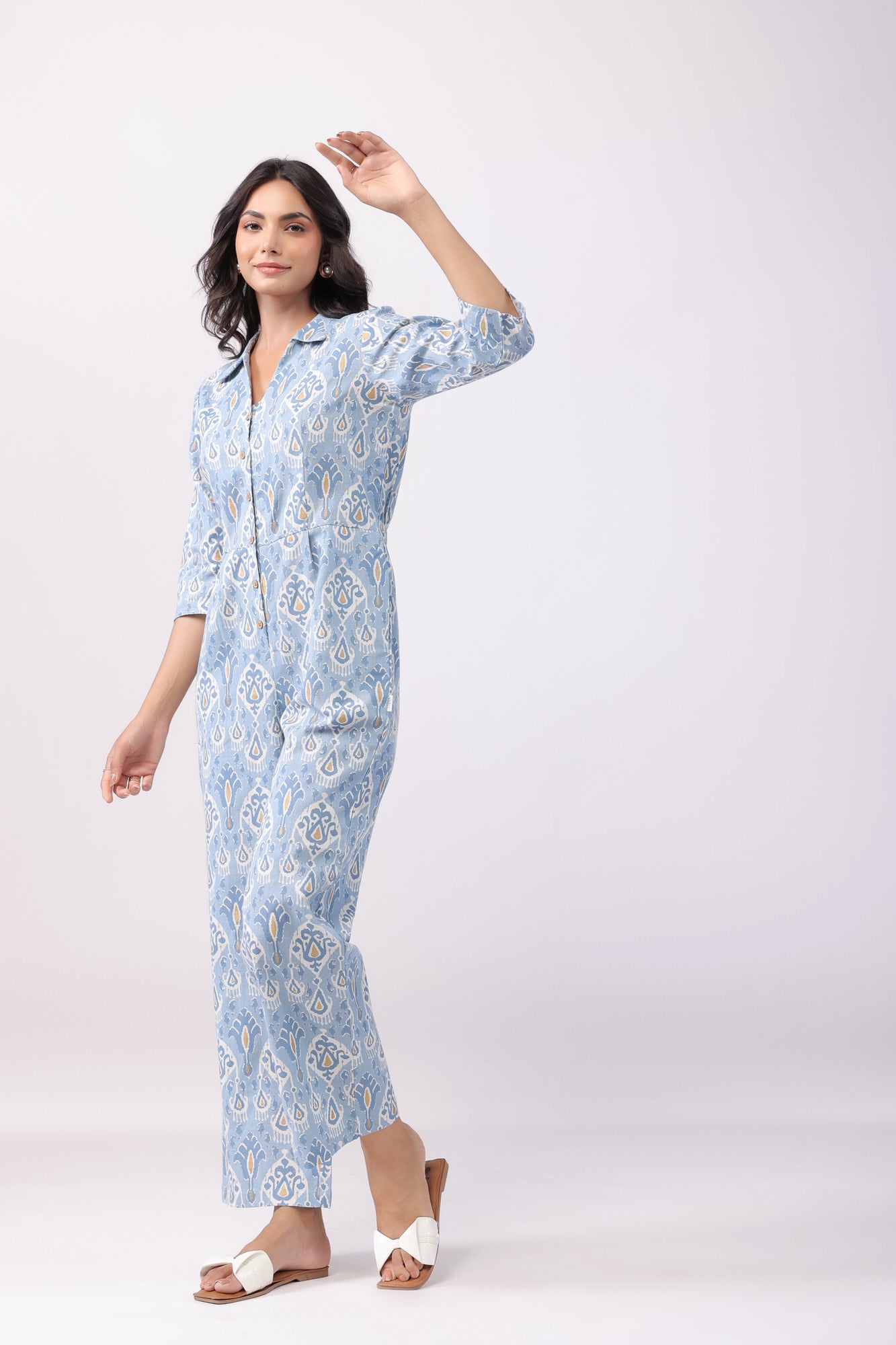 Conventional Blue Cotton Jumpsuit