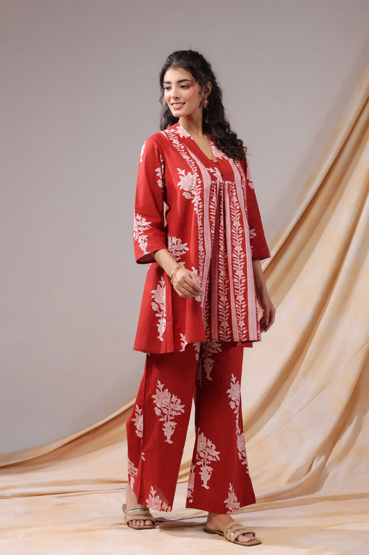Crimson Vine Cotton Co-ord Set