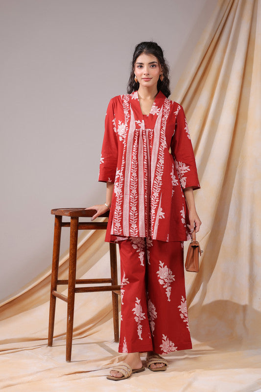 Crimson Vine Cotton Co-ord Set