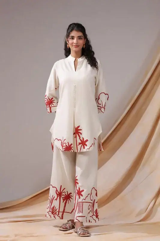 Palm Sketch Cotton Co-ord Set