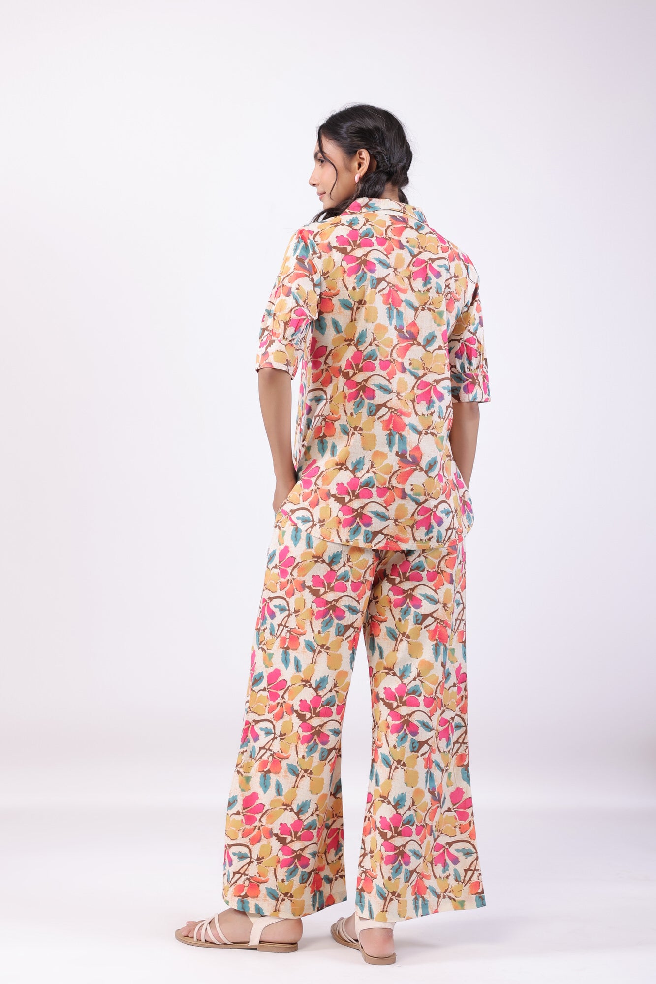 Lively Flowery Multicoloured Cotton Co-ord Set