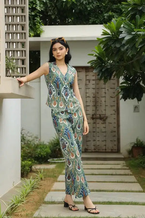 Peacock Palette Cotton Flex Co-ord Set