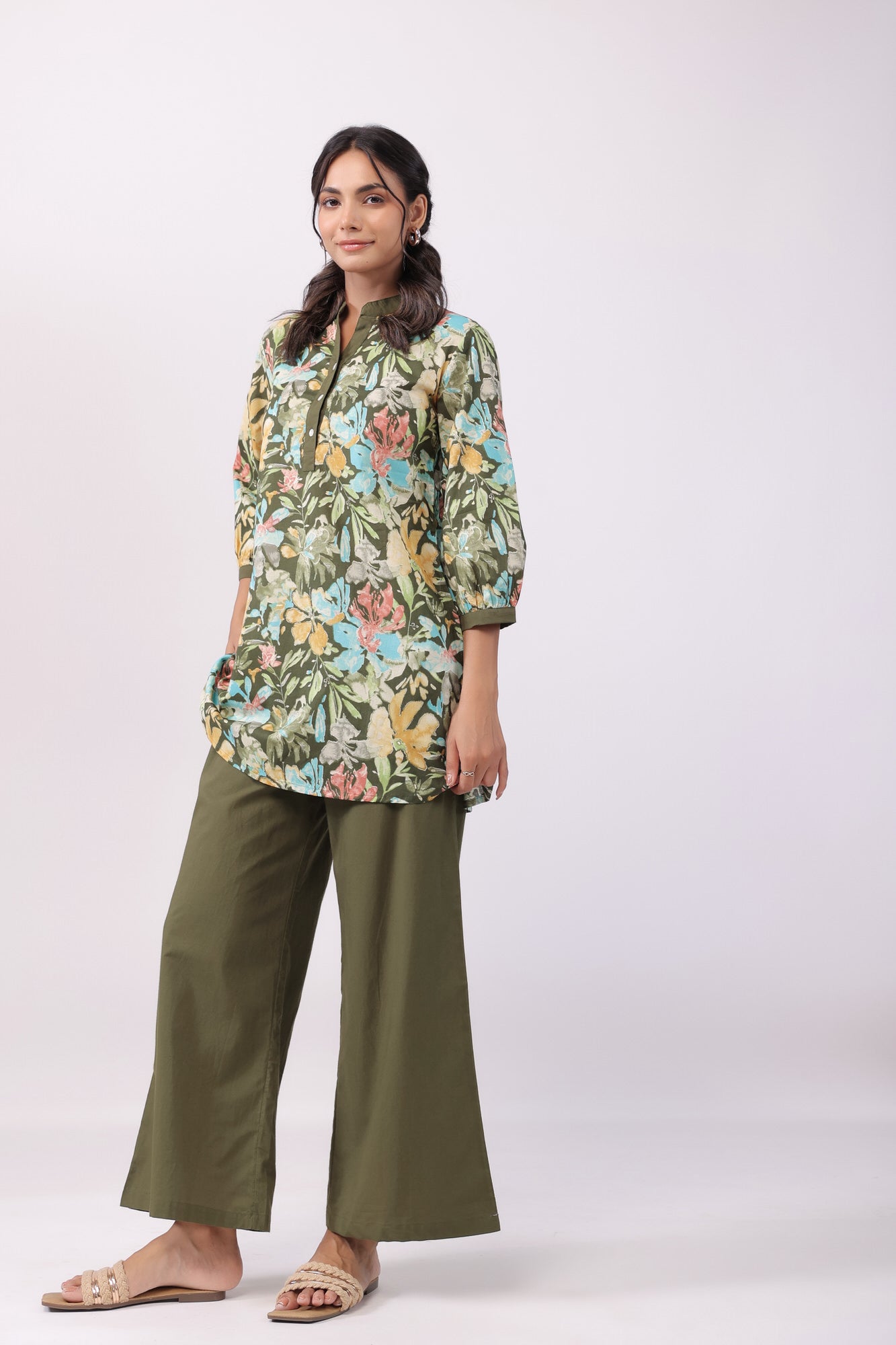 Eden Floweret Olive Cotton Co-ord Set