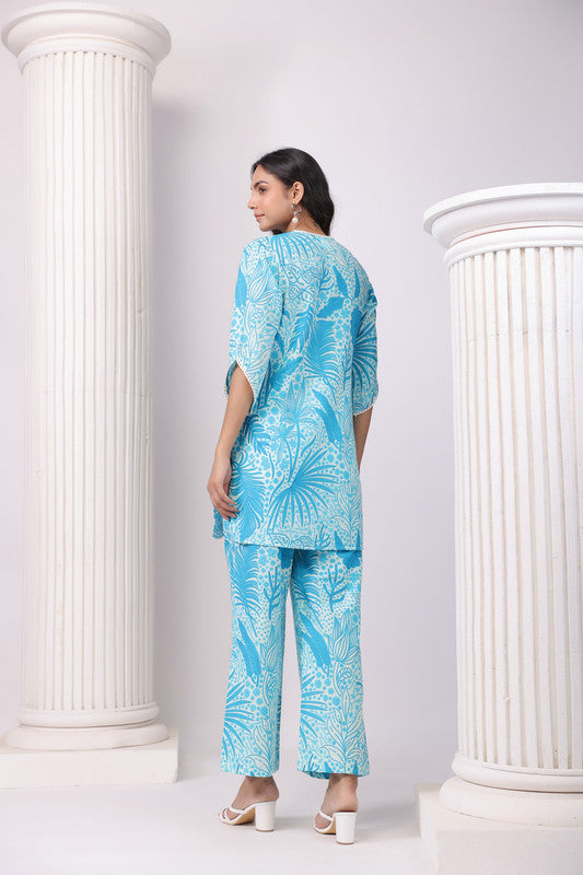 Turquoise Paradise Aqua Schiffli Co-ord Set