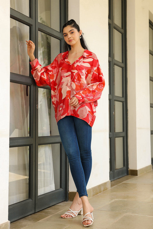 Floral Flame Russian Silk Shirt