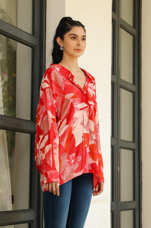 Floral Flame Russian Silk Shirt