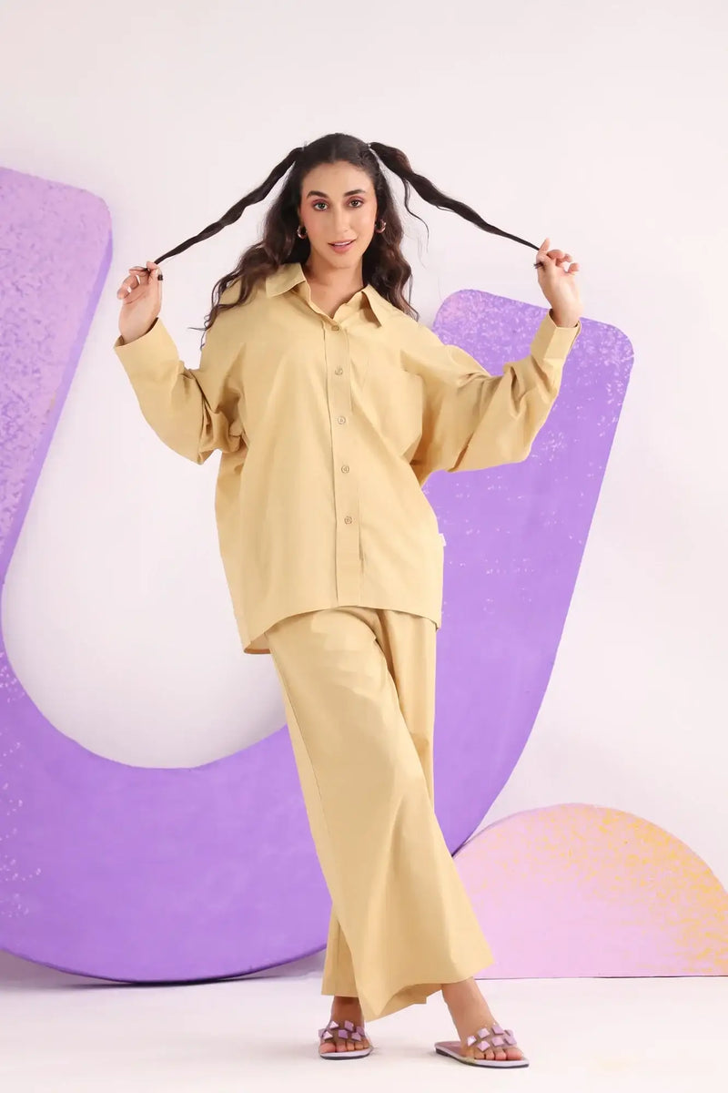 Beige cotton coord set main image 1