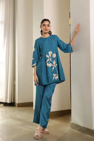 Celestial Blue Russian Silk Co-ord set