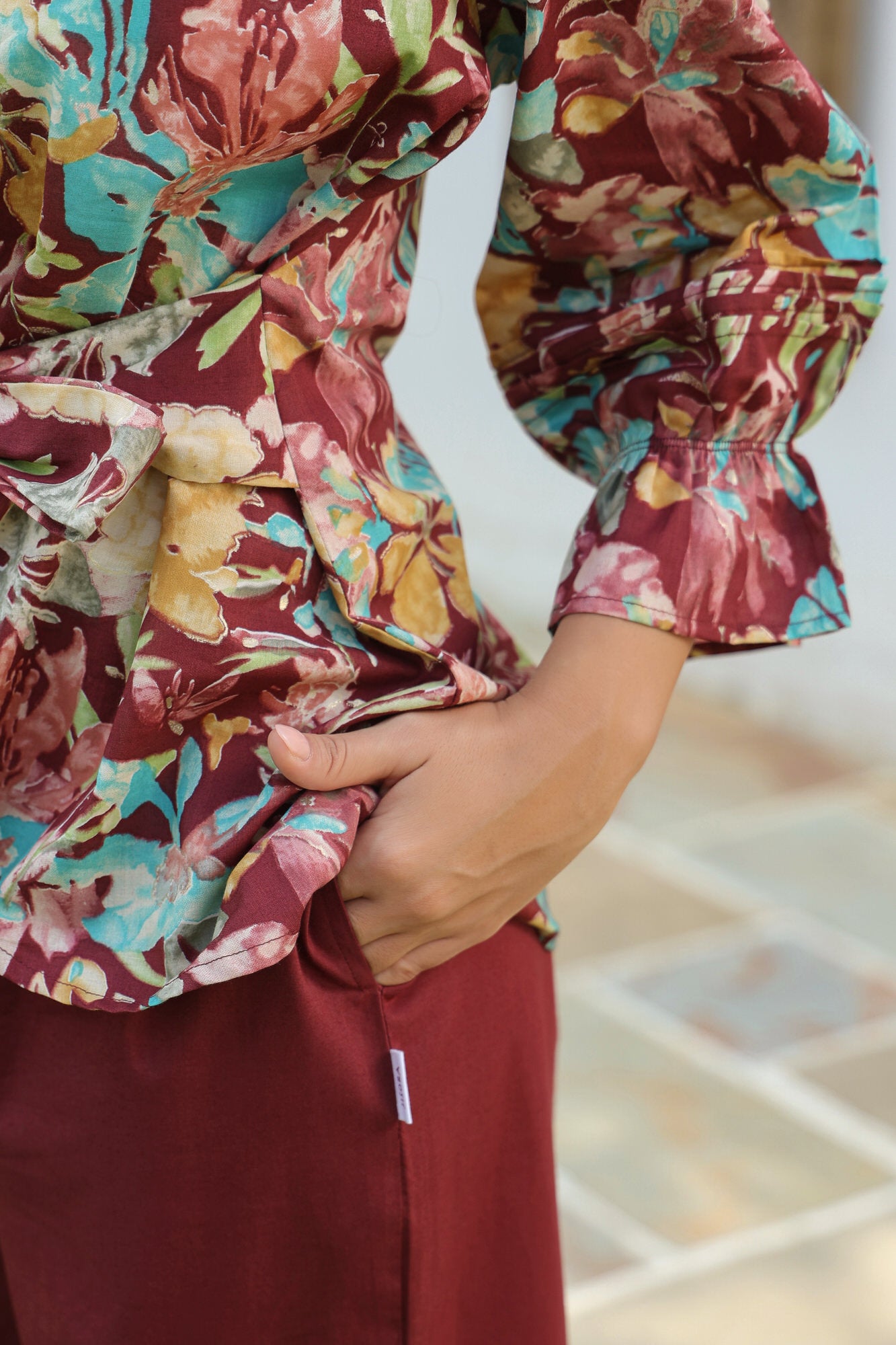 Rosy Reverie Maroon Cotton Co-ord Set