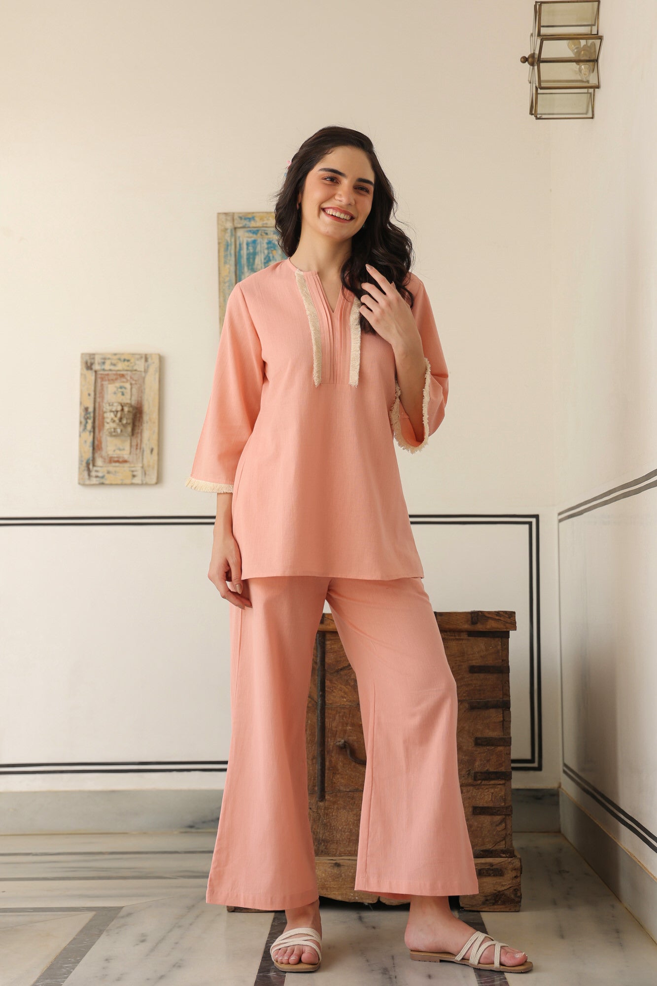 Peach Paradise Cotton Flex Co-ord Set