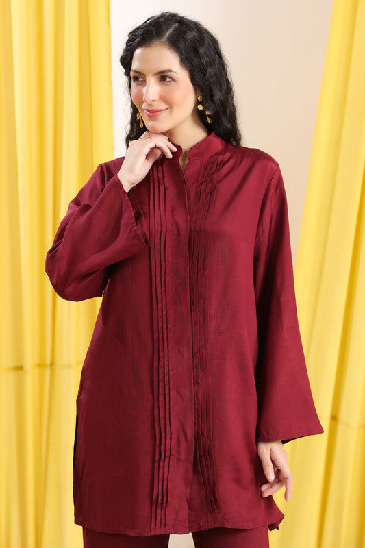 Wine Solid Minimal Co-ord Set