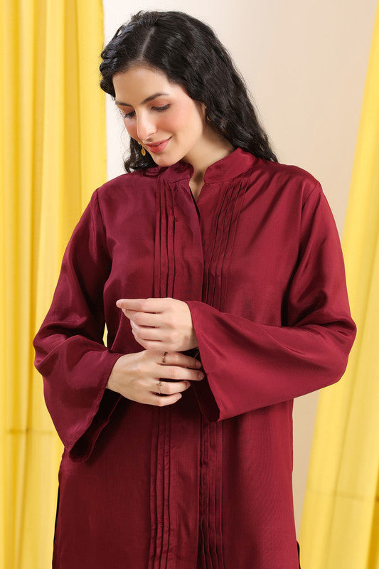 Wine Solid Minimal Co-ord Set