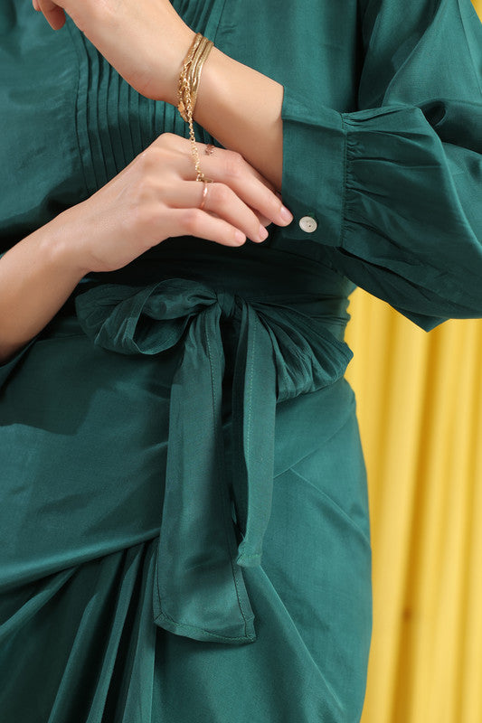 Emerald Green Solid Long Sleeve Co-ord Set