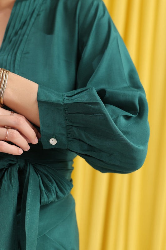 Emerald Green Solid Long Sleeve Co-ord Set