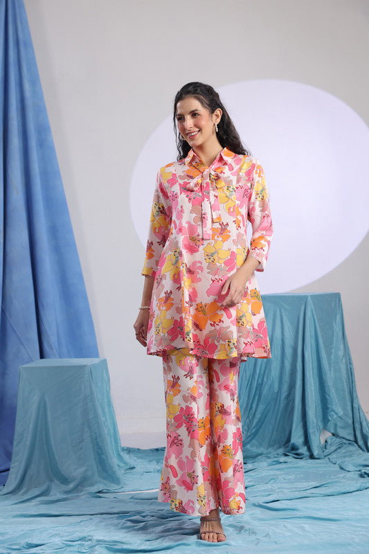 Pink Multicolour Floral Printed Co-ord Set