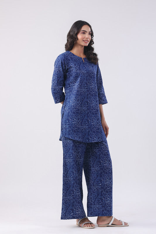 Oxford Blue Cotton Loungewear Set