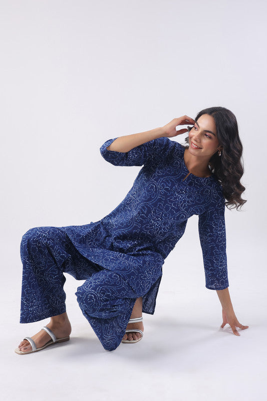 Oxford Blue Cotton Loungewear Set