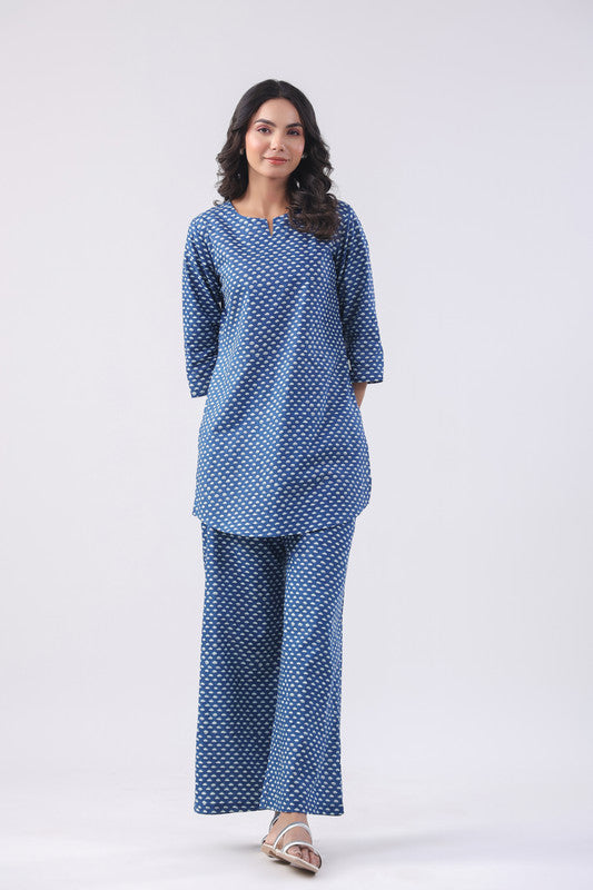 Cobalt Blue Cotton Loungewear Set