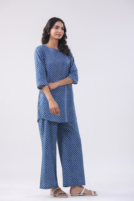 Cobalt Blue Cotton Loungewear Set