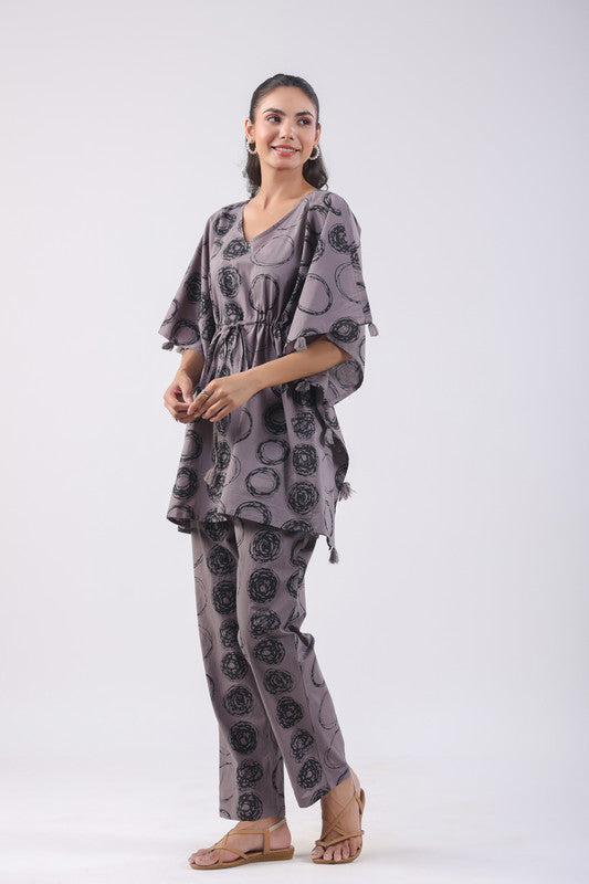 Philippine Grey Cotton Kaftan Set