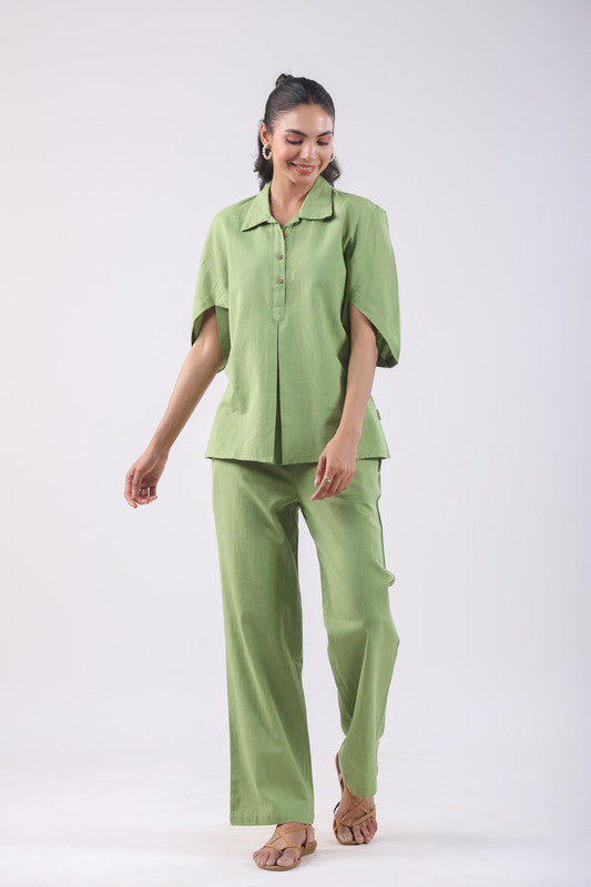 Pistachio Green Cotton Flex Co-ord Set