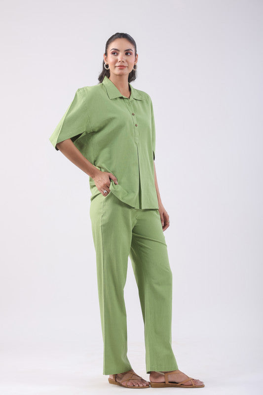 Pistachio Green Cotton Flex Co-ord Set