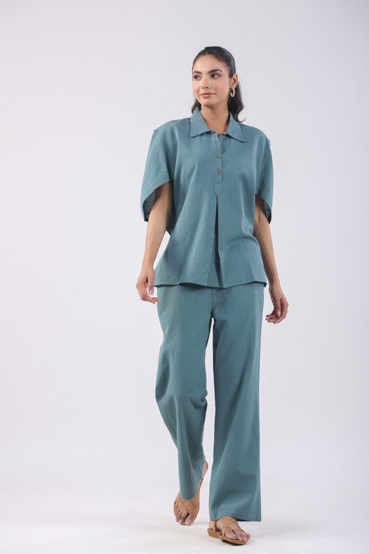 Serene Teal Cotton Flex Co-ord Set