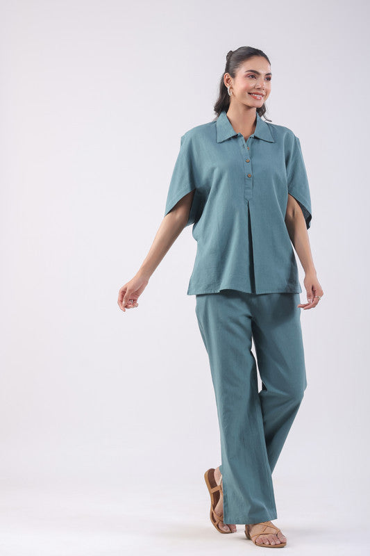 Serene Teal Cotton Flex Co-ord Set