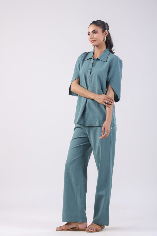 Serene Teal Cotton Flex Co-ord Set