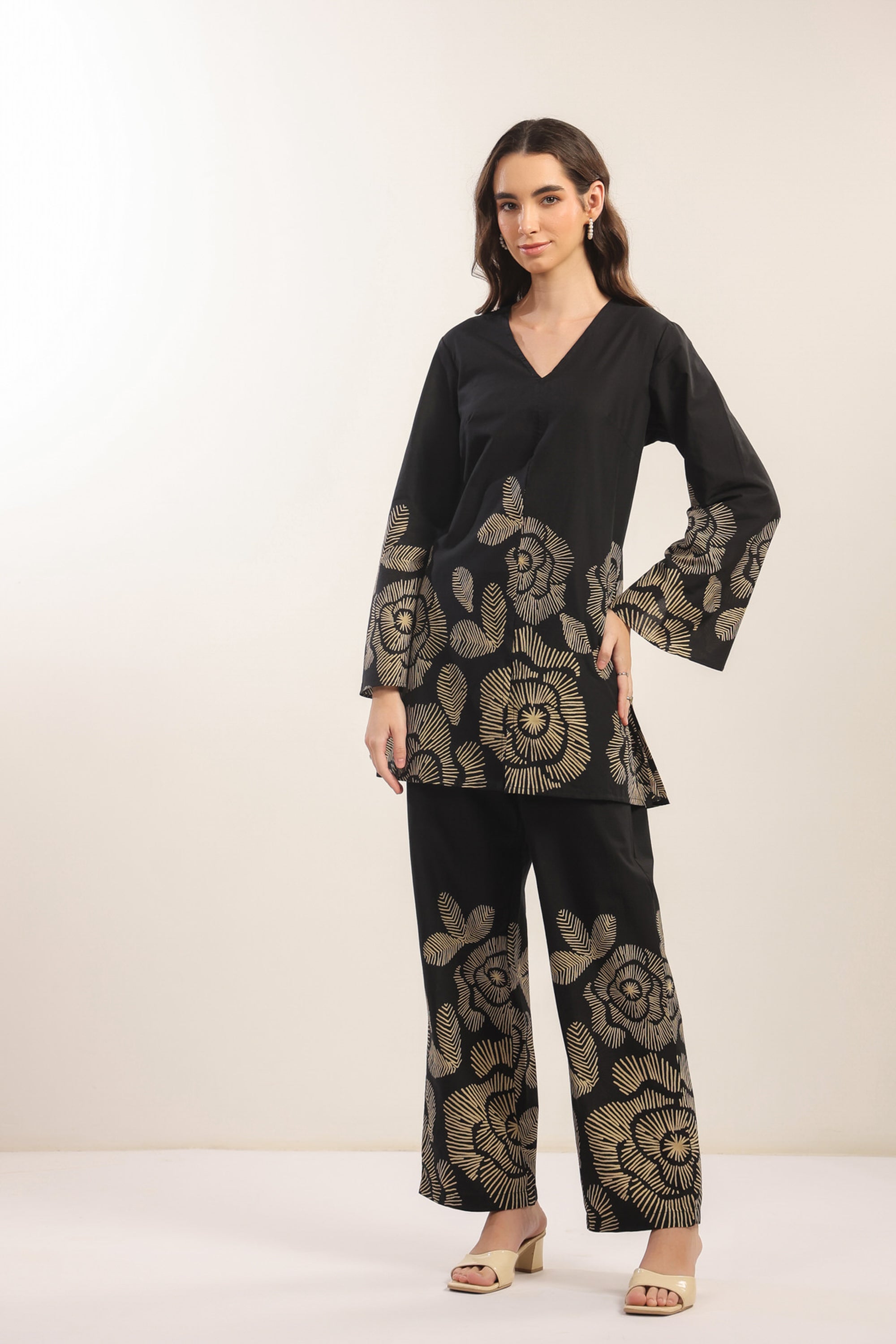 Bold Botanica Black Cotton Co-ord Set