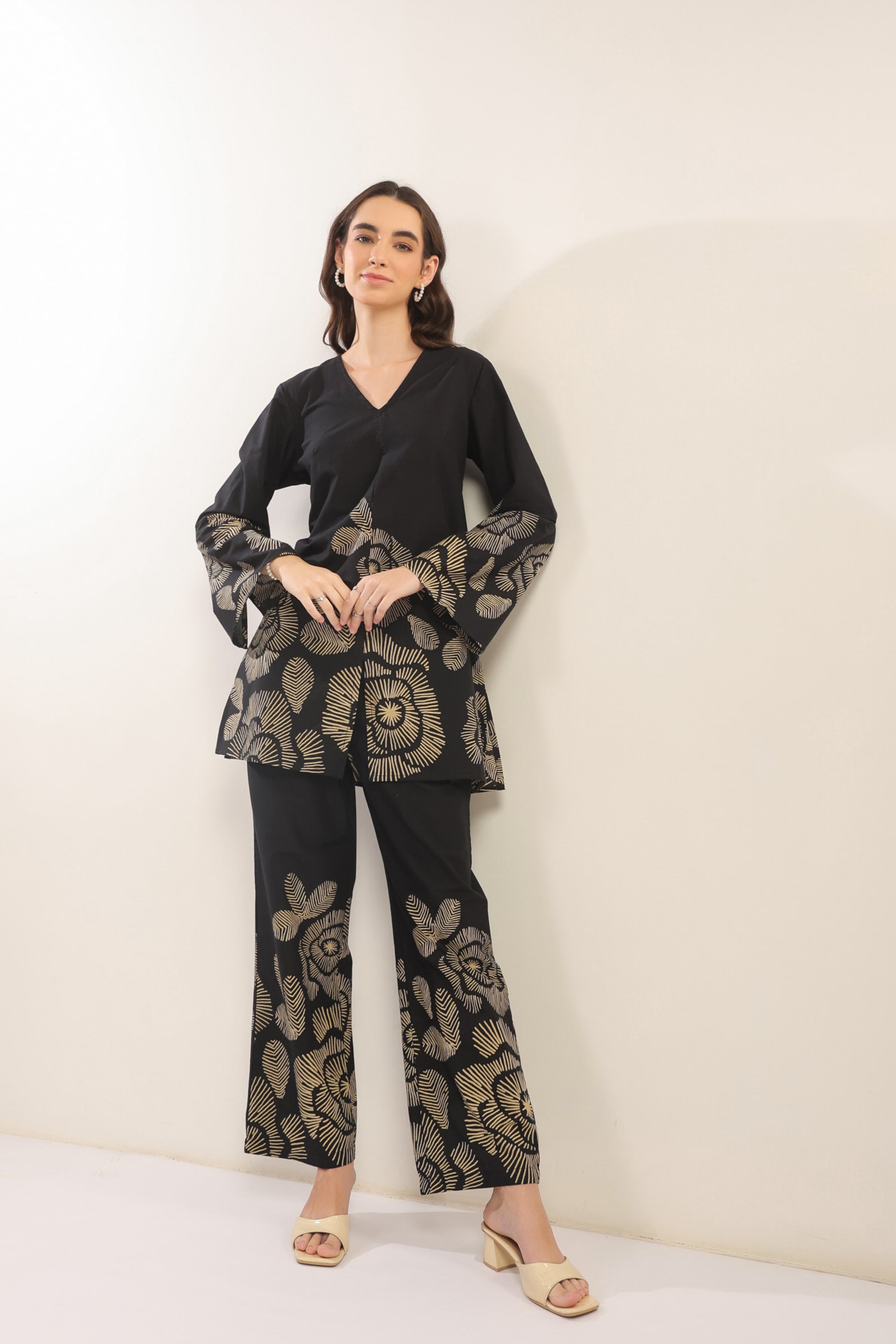 Bold Botanica Black Cotton Co-ord Set