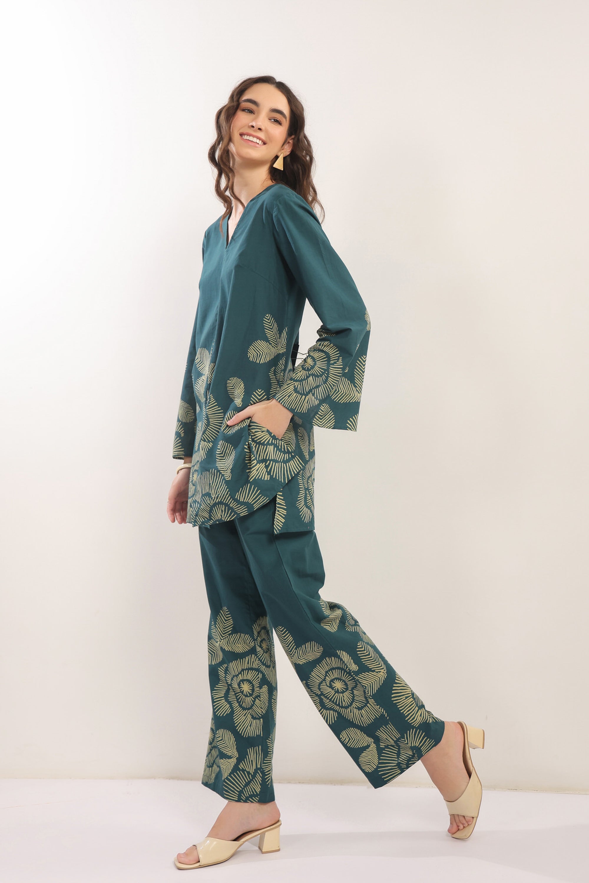 Wildflower Teal Cotton Co-ord Set