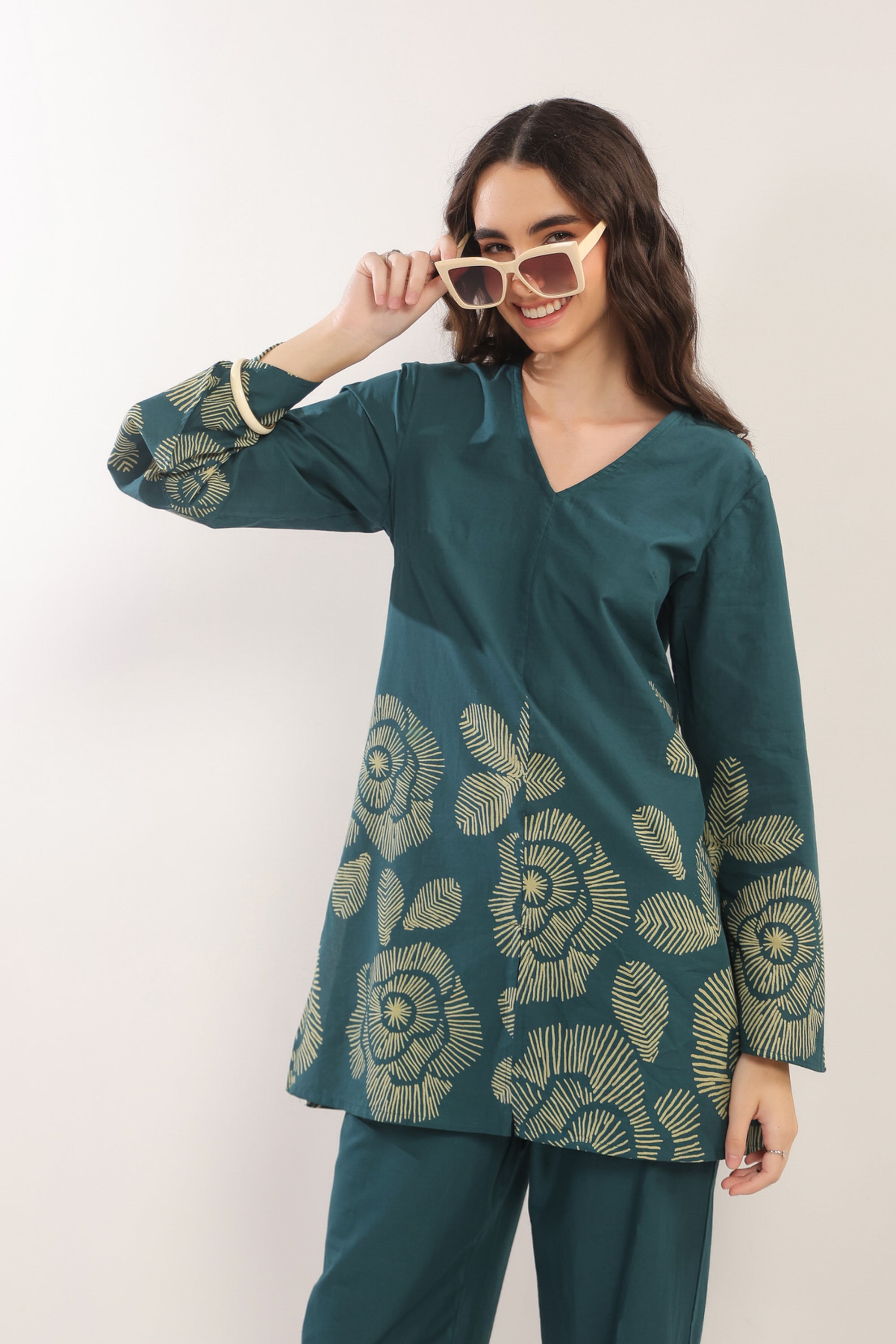 Wildflower Teal Cotton Co-ord Set