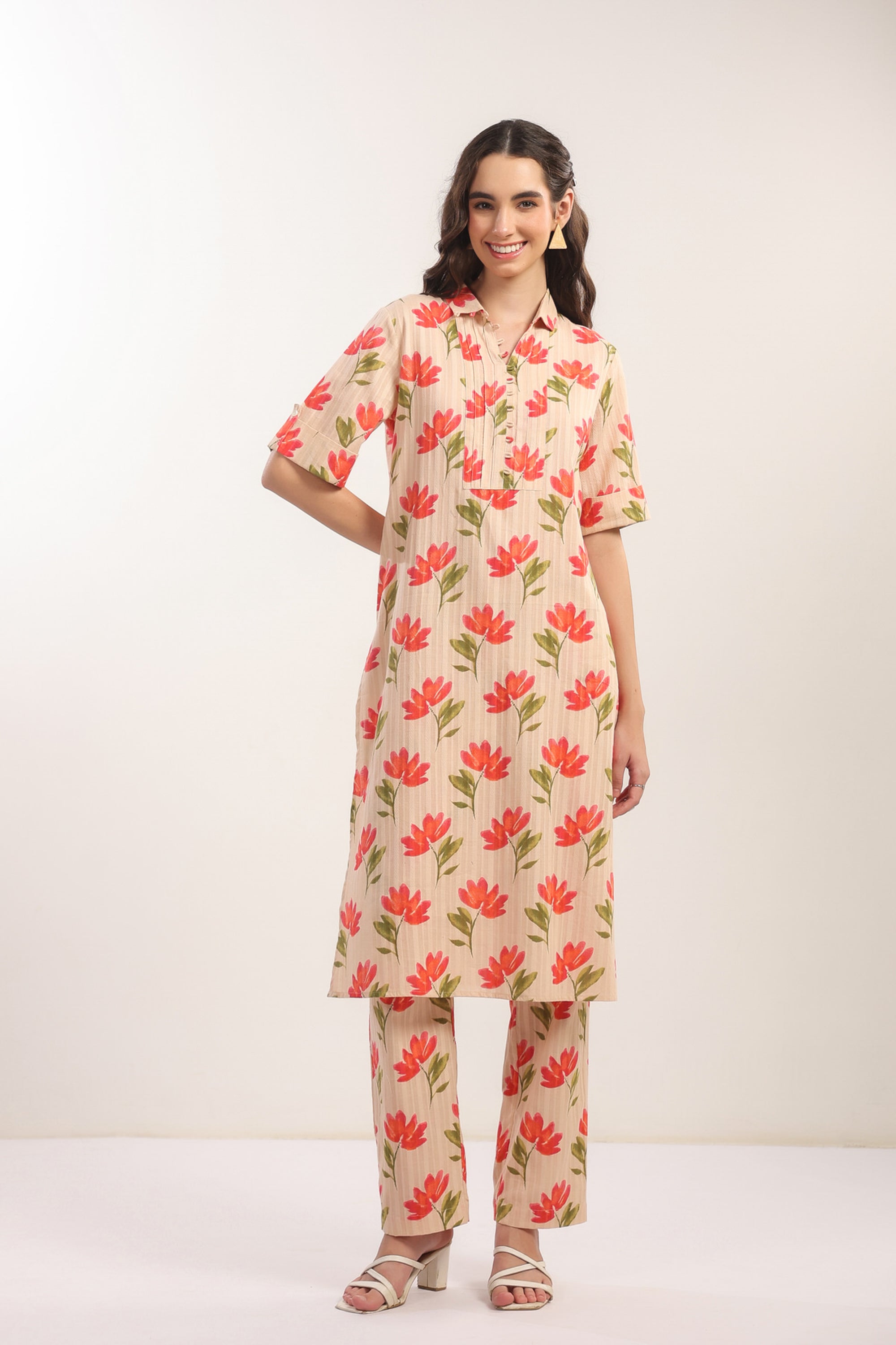 Apricot Petals Cotton Co-ord Set