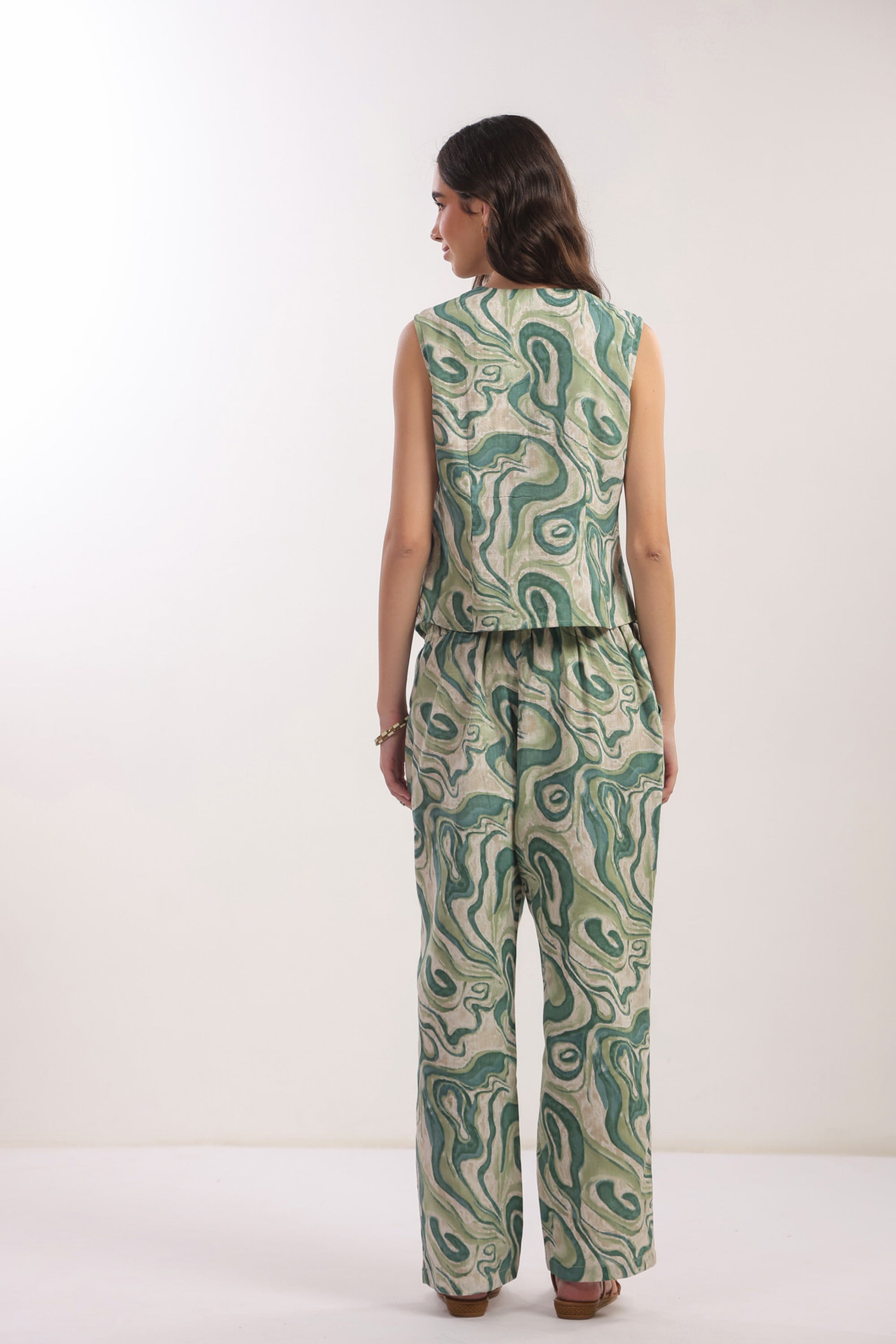 Verdant Echo Vest Cotton flex Co-ord Set
