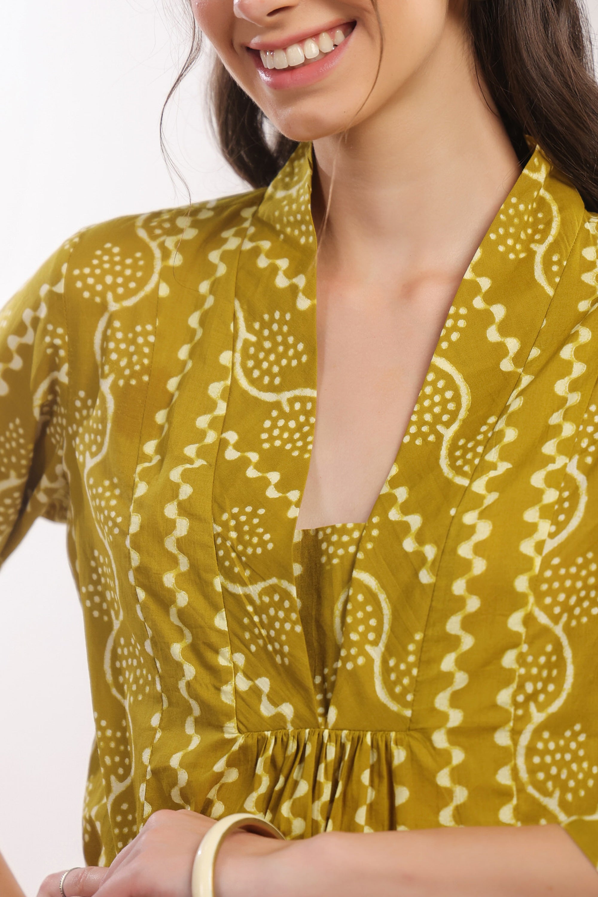 Ethnic Mustard Yellow Printed Cotton Co-ord Set