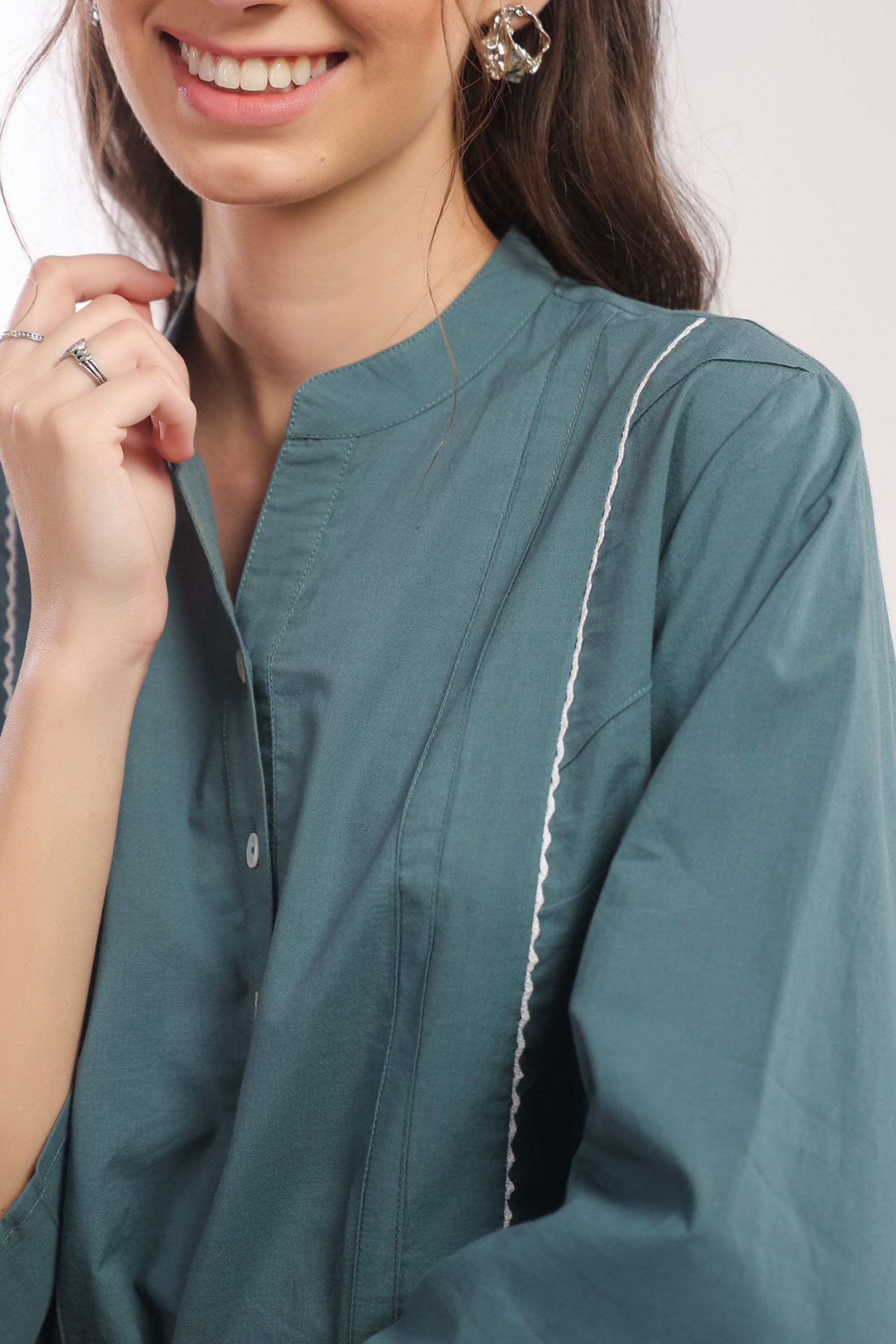 Teal Tranquility Straight Fit Cotton Co-ord Set