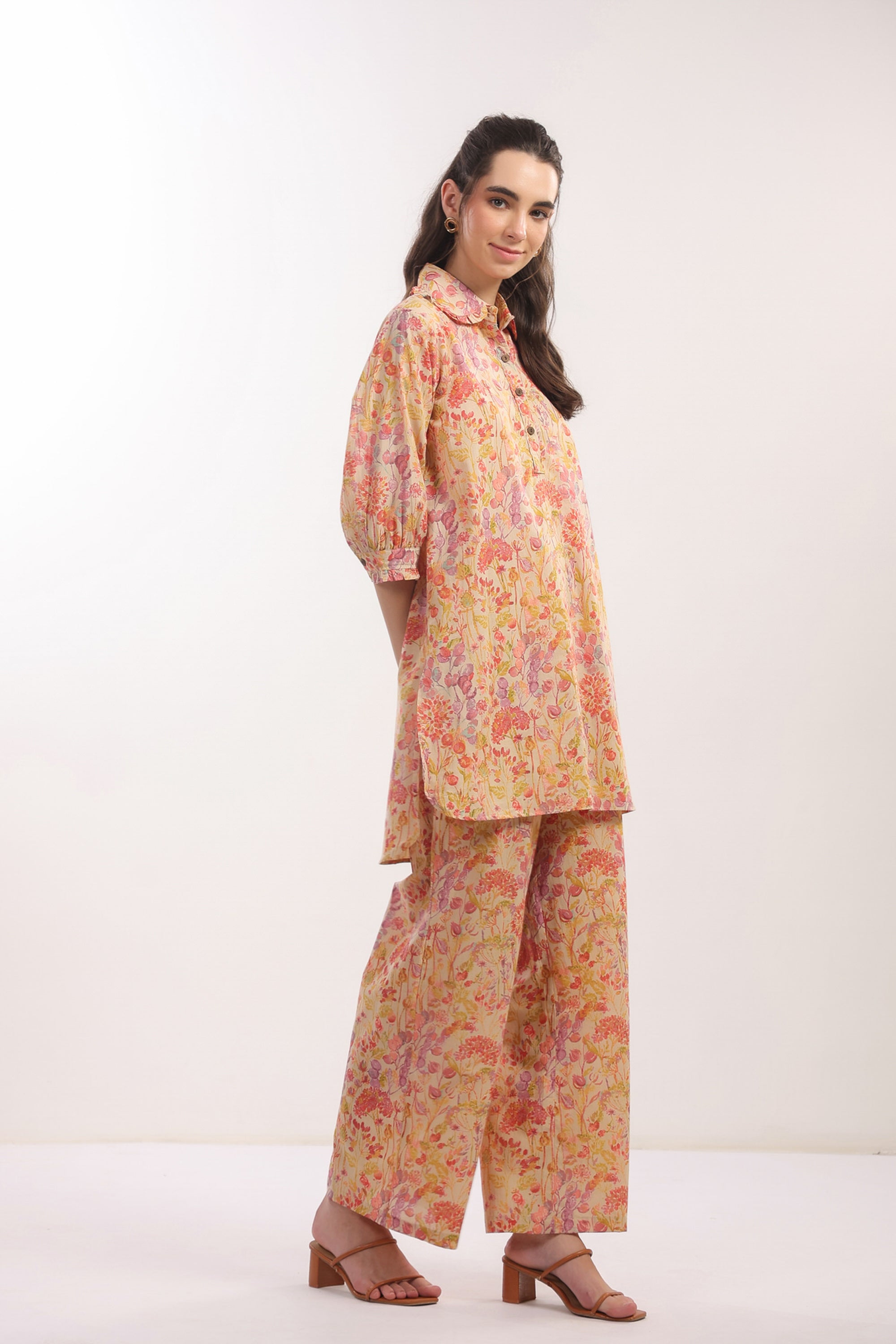 Tangerine Bloom Cotton Co-ord Set