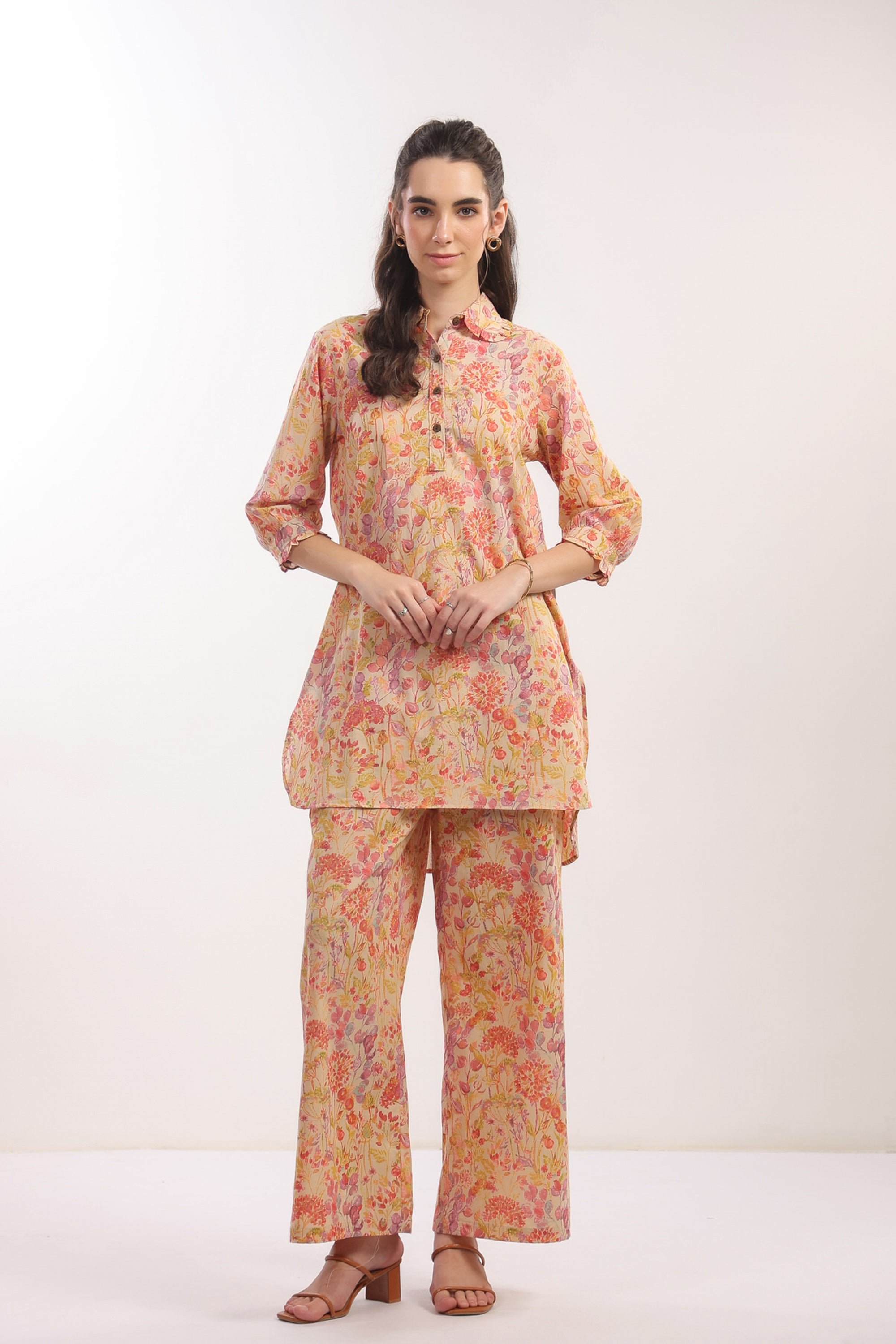 Tangerine Bloom Cotton Co-ord Set
