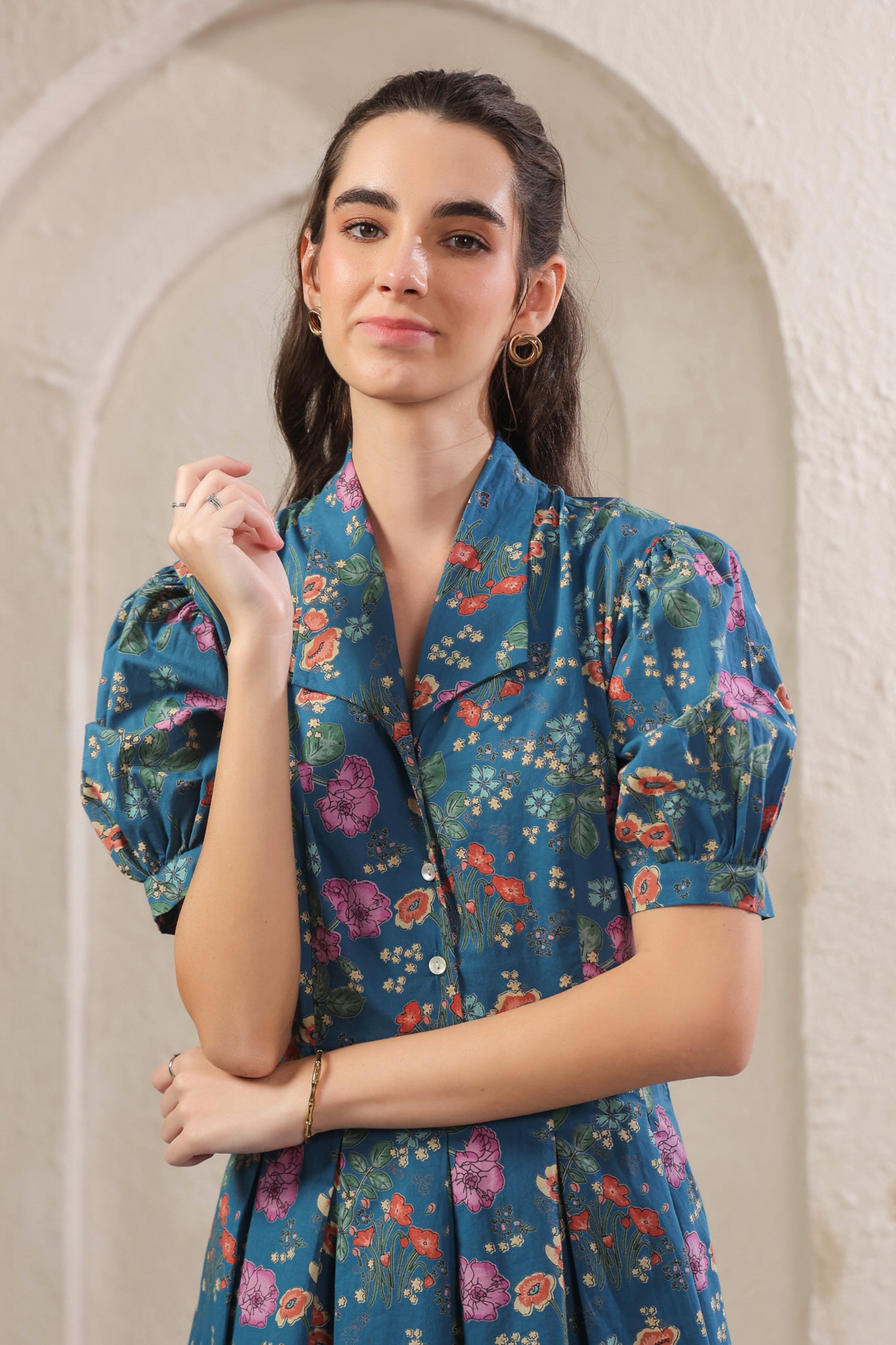 Bloom Mosaic Blue Cotton Dress