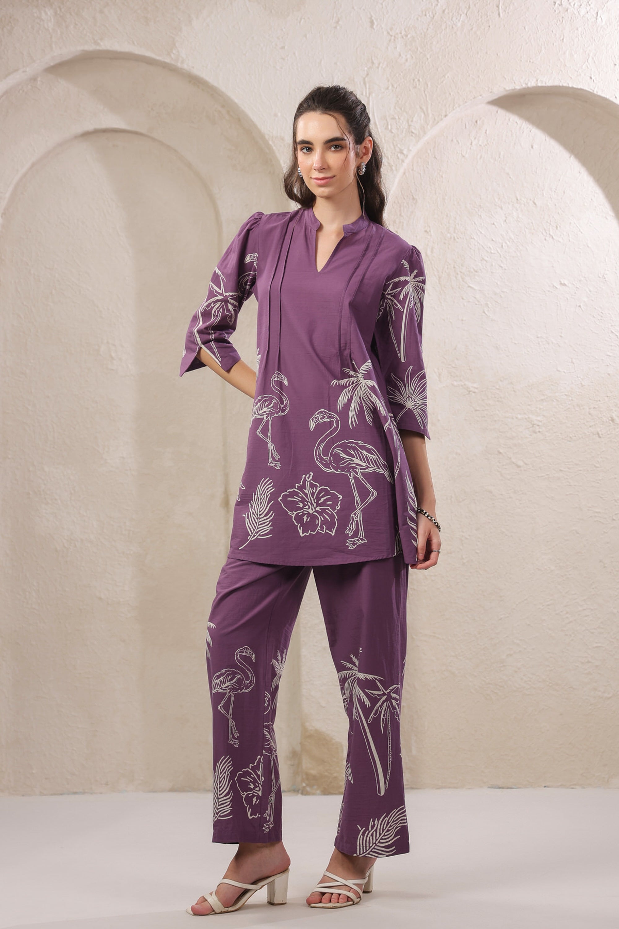 Wild Mauve Printed Cotton Co-ord Set