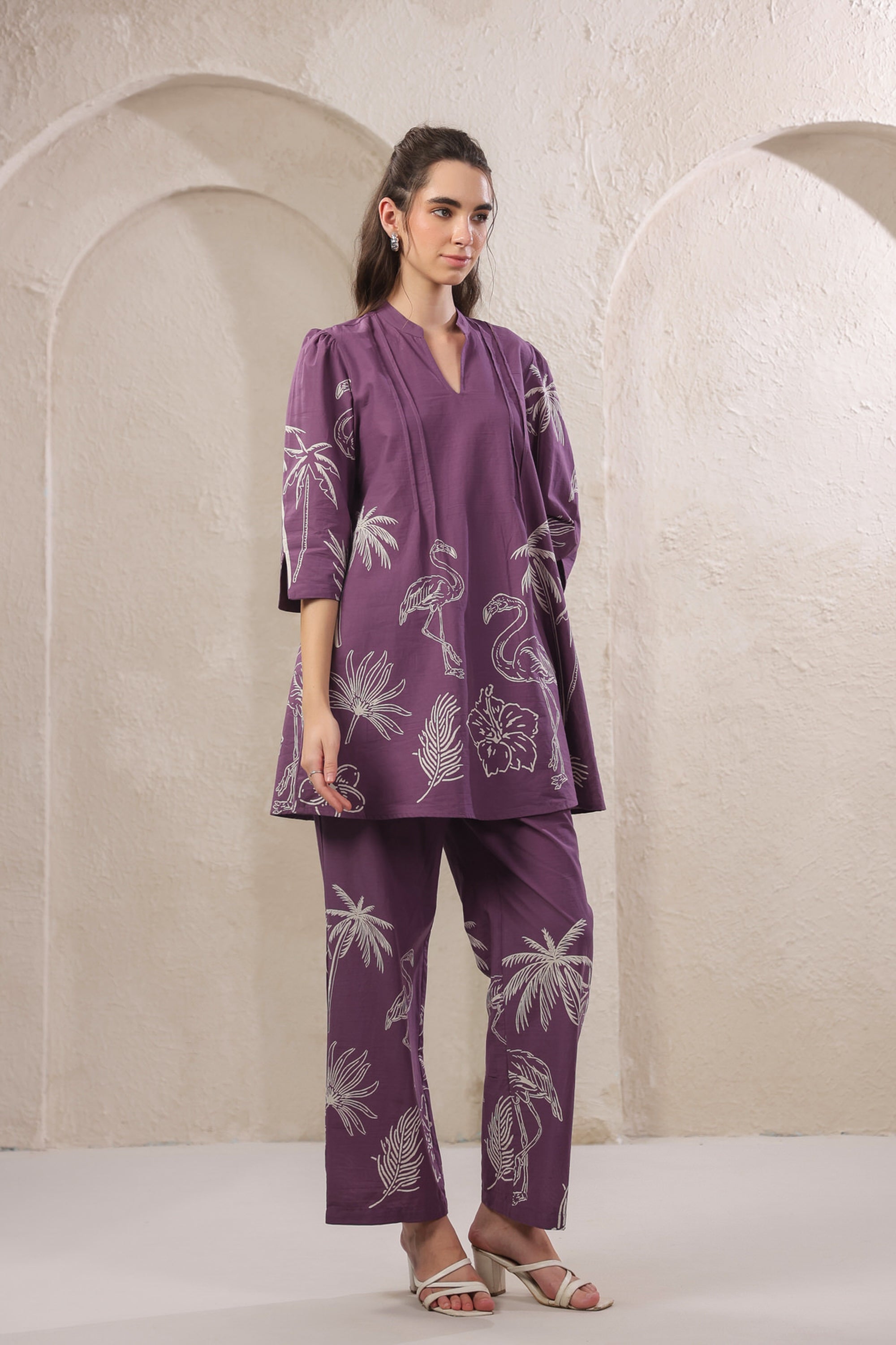 Wild Mauve Printed Cotton Co-ord Set