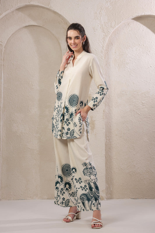Seashell Bloom Blue Cotton Flex Co-ord Set
